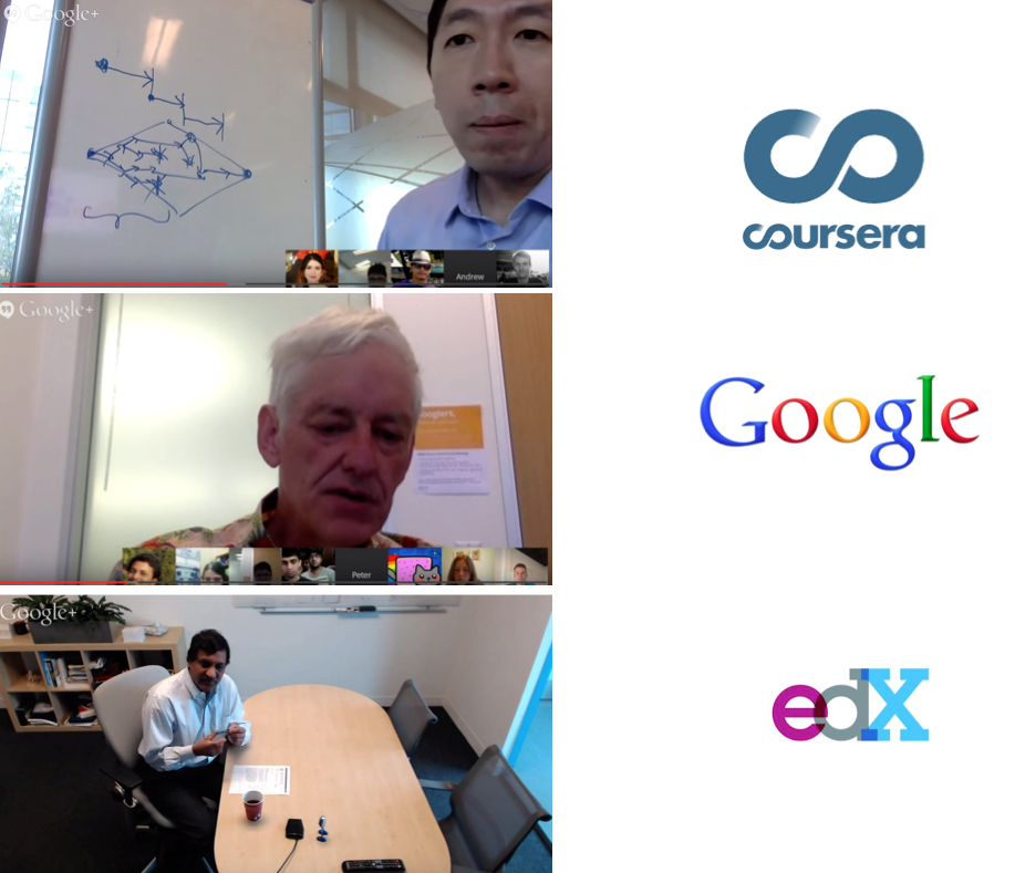 Crowd hangouts with Andrew Ng, Peter Norvig, Anant Agarwal